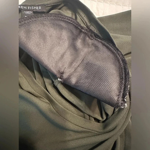 Eileen Fisher Women’s Size XL Olive Green Silk Linen High Low Short Sleeve Tunic - Picture 9 of 10